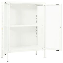 Berkfield Home Sideboard White 75x35x105 cm Steel & Glass - Size: 75 x 35 x 105 cm - thumbnail 6