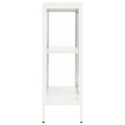 Berkfield Home Sideboard White 75x35x105 cm Steel & Glass - Size: 75 x 35 x 105 cm - thumbnail 4