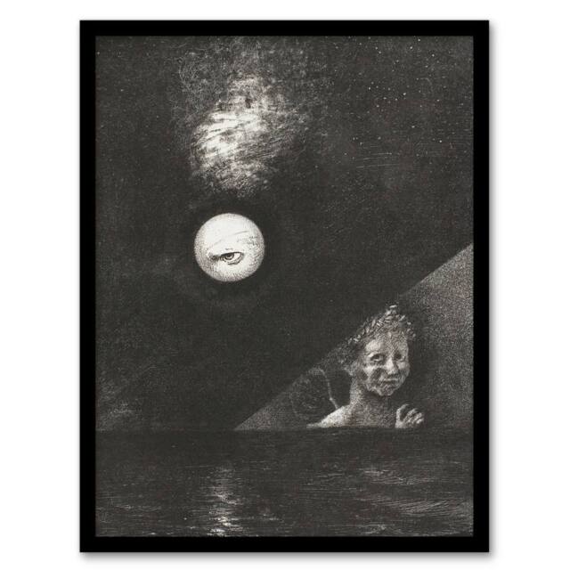 Artery8 Angel of Certitude & Questioning Eye Redon Framed Wall Art Print in Grey - Size: A4 - image 1