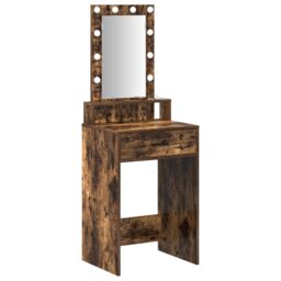 Berkfield Home Dressing Table with LED Lights¬†Smoked Oak 50x41x140 cm in Brown - Size: 50 x 41 x 140 cm - thumbnail 2