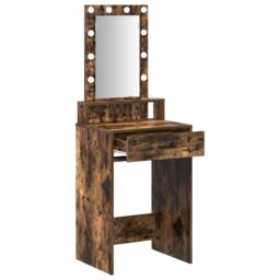 Berkfield Home Dressing Table with LED Lights¬†Smoked Oak 50x41x140 cm in Brown - Size: 50 x 41 x 140 cm - thumbnail 4