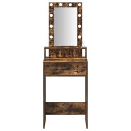 Berkfield Home Dressing Table with LED Lights¬†Smoked Oak 50x41x140 cm in Brown - Size: 50 x 41 x 140 cm - thumbnail 5