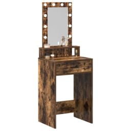Berkfield Home Dressing Table with LED Lights¬†Smoked Oak 50x41x140 cm in Brown - Size: 50 x 41 x 140 cm - thumbnail 3