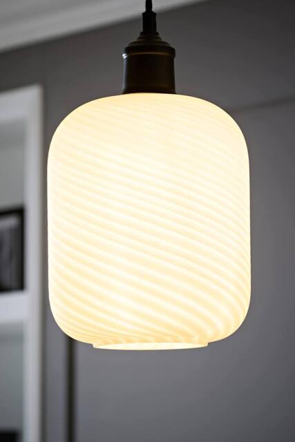 ValueLights Emery Frosted Oval Swirl Glass Easy Fit Ceiling Lamp Shade in White - image 1
