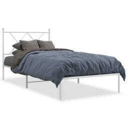 Berkfield Home Metal Bed Frame without Mattress with Headboard White 90x200cm - Size: 90x200 cm - thumbnail 1