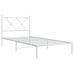 Berkfield Home Metal Bed Frame without Mattress with Headboard White 90x200cm - Size: 90x200 cm - thumbnail 3