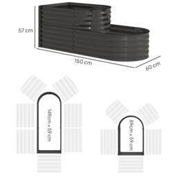 OUTSUNNY 2-Tier Metal Planter Box with Safety Edging, Dark Grey - thumbnail 3