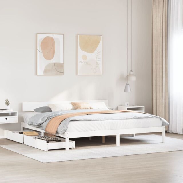 Berkfield Home Bed Frame without Mattress White 180x200 cm Super King Solid Wood Pine - image 1
