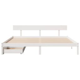 Berkfield Home Bed Frame without Mattress White 180x200 cm Super King Solid Wood Pine - thumbnail 4