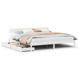 Berkfield Home Bed Frame without Mattress White 180x200 cm Super King Solid Wood Pine - thumbnail 2