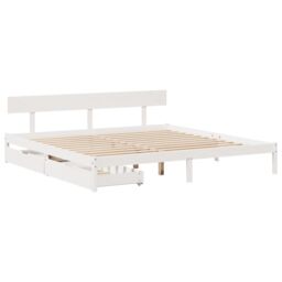 Berkfield Home Bed Frame without Mattress White 180x200 cm Super King Solid Wood Pine - thumbnail 3