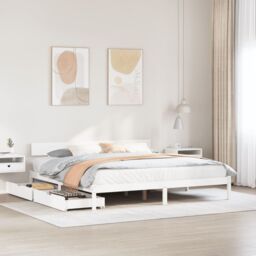 Berkfield Home Bed Frame without Mattress White 180x200 cm Super King Solid Wood Pine - thumbnail 1