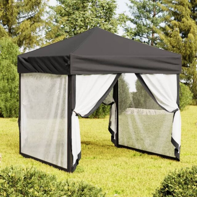Berkfield Home Folding Party Tent with Sidewalls Anthracite 2x2 m in Black - image 1