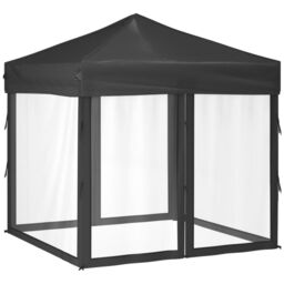 Berkfield Home Folding Party Tent with Sidewalls Anthracite 2x2 m in Black - thumbnail 2