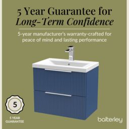 Balterley Fluted Wall Hung 2 Drawer Vanity Basin Unit & Basin 600mm - Satin Blue - thumbnail 6
