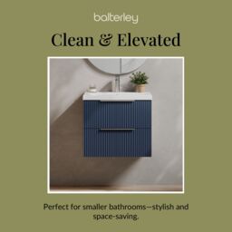 Balterley Fluted Wall Hung 2 Drawer Vanity Basin Unit & Basin 600mm - Satin Blue - thumbnail 7