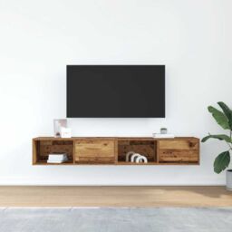 Berkfield Home TV Cabinets 2 pcs Old Wood 80x31x25.5 cm Engineered Wood in Brown - thumbnail 3