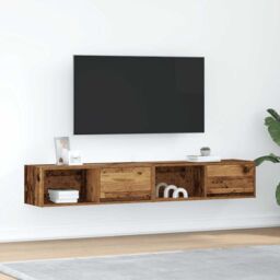 Berkfield Home TV Cabinets 2 pcs Old Wood 80x31x25.5 cm Engineered Wood in Brown - thumbnail 1