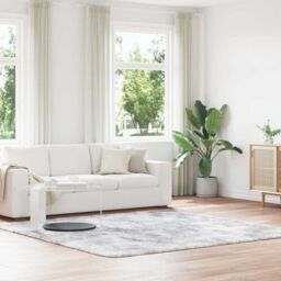 Berkfield Home Shaggy Rug High Pile NAVARRA Light Grey 240x240 cm Polyester - Size: Medium - thumbnail 1