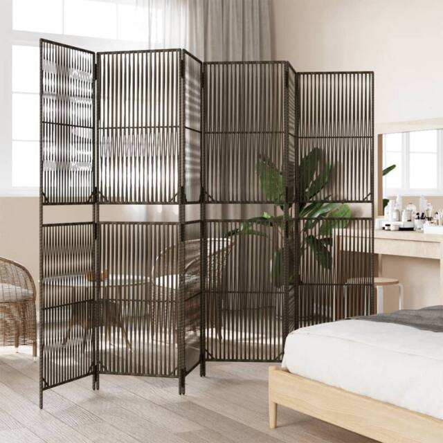 Berkfield Home Room Divider 6 Panels Brown Poly Rattan - image 1