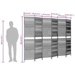 Berkfield Home Room Divider 6 Panels Brown Poly Rattan - thumbnail 9