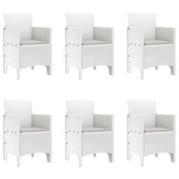 Berkfield Home 7 Piece Garden Dining Set with Cushions White Poly Rattan - thumbnail 5