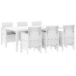 Berkfield Home 7 Piece Garden Dining Set with Cushions White Poly Rattan - thumbnail 2