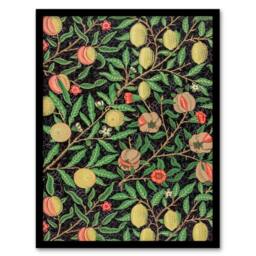 Artery8 William Morris Framed Wall Art Print Pomegranate & Citrus Pattern in Green - Size: A4 - thumbnail 1