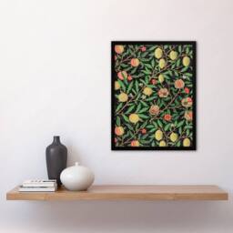 Artery8 William Morris Framed Wall Art Print Pomegranate & Citrus Pattern in Green - Size: A4 - thumbnail 2