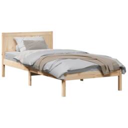 Berkfield Home Single Pine Wood Bed Frame Natural Solid Pine wood 90 x 200 cm in Beige - thumbnail 3