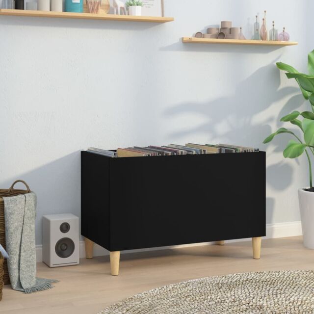 Berkfield Home Record Cabinet Black 74.5x38x48 cm Engineered Wood - image 1