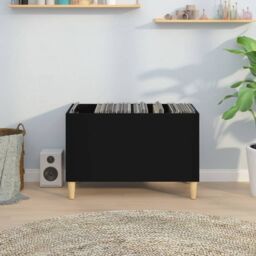 Berkfield Home Record Cabinet Black 74.5x38x48 cm Engineered Wood - thumbnail 3