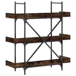 Berkfield Home Bookcase 3-Tier Smoked Oak 100x33x108.5 cm Engineered Wood in Brown - thumbnail 6