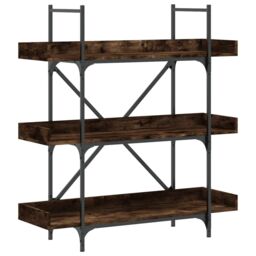 Berkfield Home Bookcase 3-Tier Smoked Oak 100x33x108.5 cm Engineered Wood in Brown - thumbnail 2