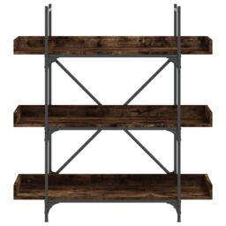 Berkfield Home Bookcase 3-Tier Smoked Oak 100x33x108.5 cm Engineered Wood in Brown - thumbnail 4