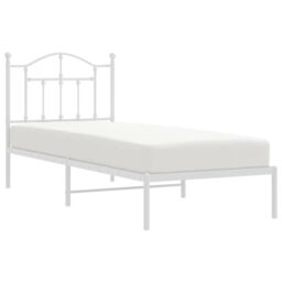 Berkfield Home Metal Bed Frame with Headboard White 90x190 cm Single - thumbnail 3