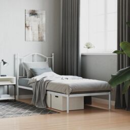 Berkfield Home Metal Bed Frame with Headboard White 90x190 cm Single - thumbnail 1