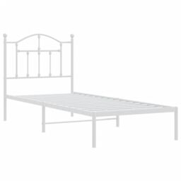Berkfield Home Metal Bed Frame with Headboard White 90x190 cm Single - thumbnail 4