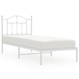 Berkfield Home Metal Bed Frame with Headboard White 90x190 cm Single - thumbnail 2
