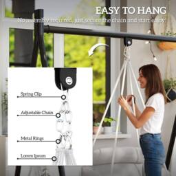 NESTLUNE Hammock Chair, Boho Hanging Swing Chair in White - Size: 100 cm x 15 cm - thumbnail 3