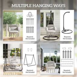 NESTLUNE Hammock Chair, Boho Hanging Swing Chair in White - Size: 100 cm x 15 cm - thumbnail 4