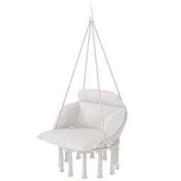 NESTLUNE Hammock Chair, Boho Hanging Swing Chair in White - Size: 100 cm x 15 cm