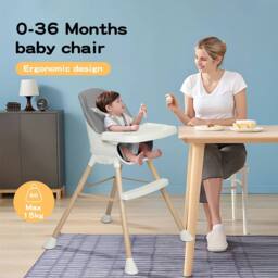 Dekko Baby High Chair Safe Feeding 6-In-1 Removable Seat Tray Adjustable in Grey - thumbnail 2