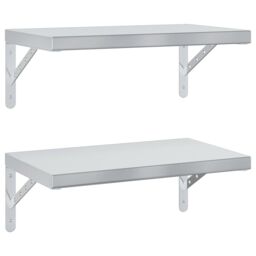 Berkfield Home Wall Shelves 2 pcs 50x30 cm Silver Stainless Steel - thumbnail 2