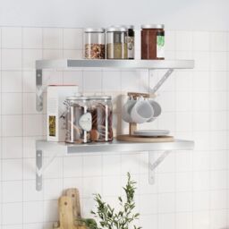 Berkfield Home Wall Shelves 2 pcs 50x30 cm Silver Stainless Steel