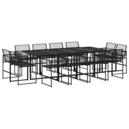 Berkfield Home Beautiful 13 Piece Garden Dining Set Black Poly Rattan - thumbnail 3