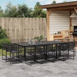 Berkfield Home Beautiful 13 Piece Garden Dining Set Black Poly Rattan - thumbnail 2