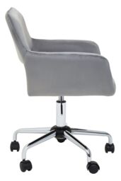 Orsina Ergonomic Grey Velvet & Chrome Base Home Office Chair, Comfortable Work From Home Chair, Movable Chair in Silver - thumbnail 4