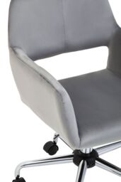 Orsina Ergonomic Grey Velvet & Chrome Base Home Office Chair, Comfortable Work From Home Chair, Movable Chair in Silver - thumbnail 6