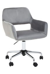 Orsina Ergonomic Grey Velvet & Chrome Base Home Office Chair, Comfortable Work From Home Chair, Movable Chair in Silver - thumbnail 7